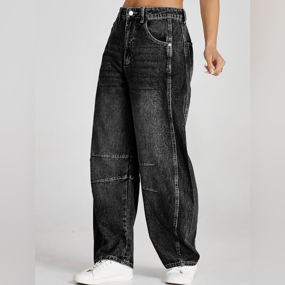 Talulah Wide Leg High Rise Soft Denim Barrel Jeans Pants Elastic Waist size 4-6 - Picture 4 of 14